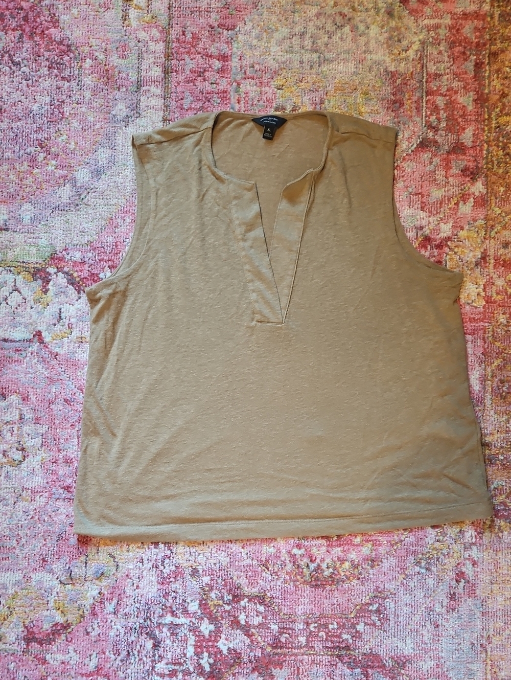 Banana Republic Sleeveless Split-Neck Tank Top - Taupe